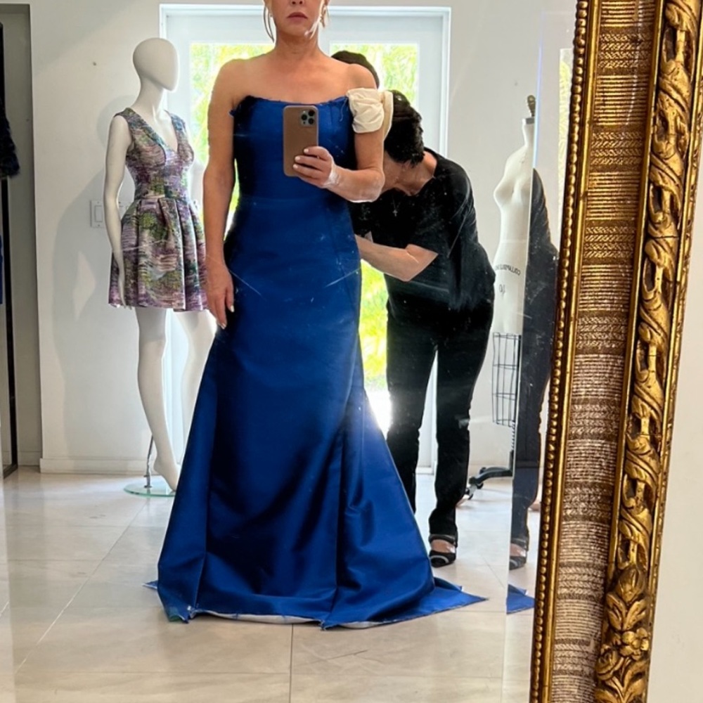 Blue designer Mayda Cisneros gown